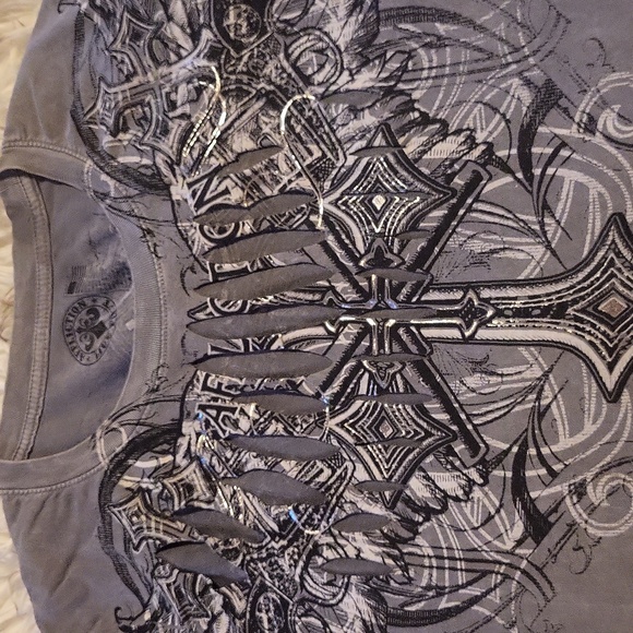 Affliction Womens Tshirt L Gray - Picture 5 of 8